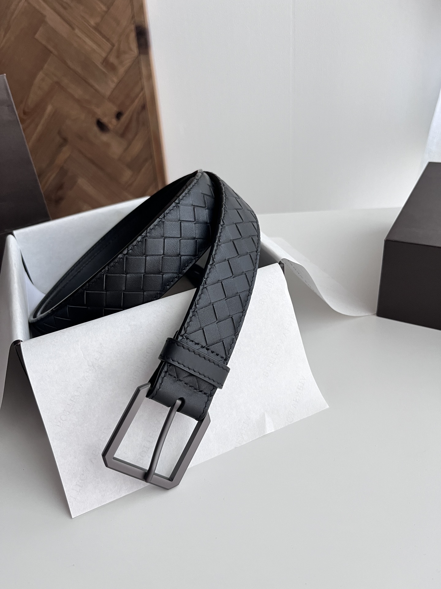 보테가 베네타 인트레치오 위빙 가죽 벨트 35mm