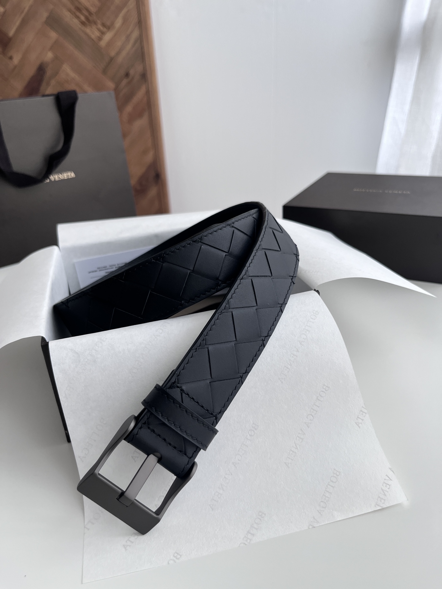 보테가 베네타 인트레치오 위빙 가죽 벨트 35mm