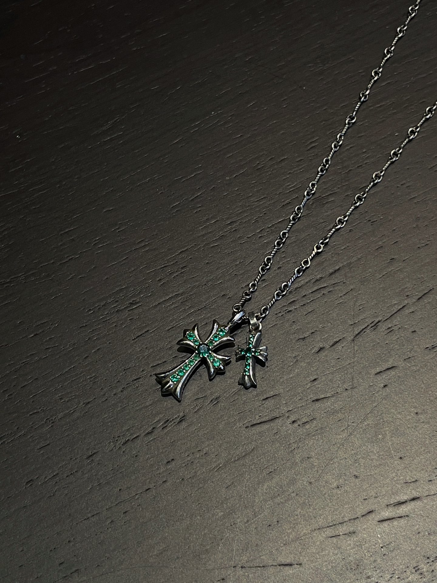 크롬하츠 925 실버 더블 크로스 목걸이  45/50/55cm