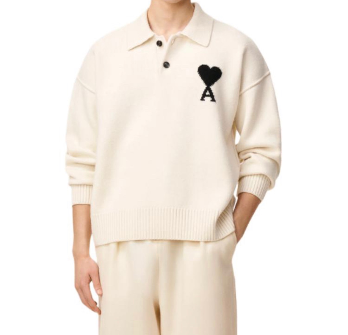 AMI Paris 아미 드 쾨흐 울 폴로 셔츠