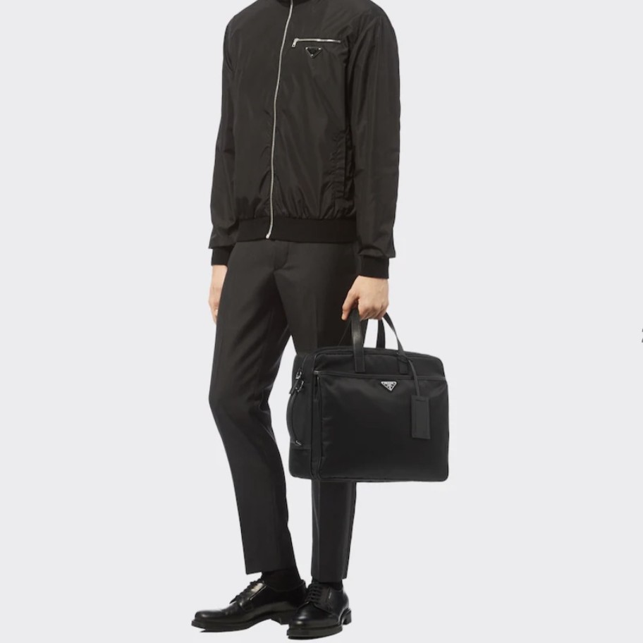 Prada Re-Nylon Saffiano Leather Briefcase 2VE015   40x31x11cm