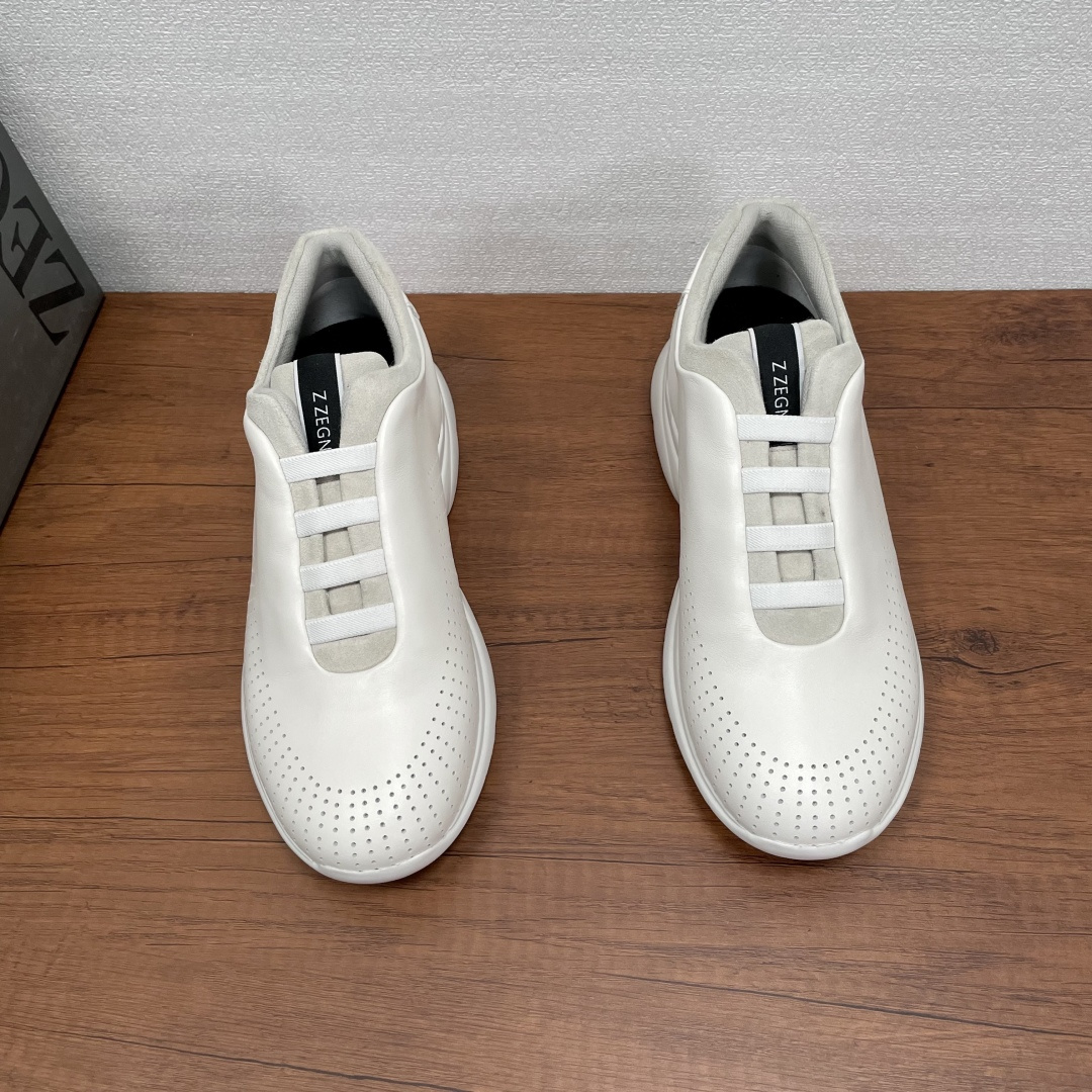 제냐 스프린터 2.0 네이비 블루 테크 레더 스니커즈