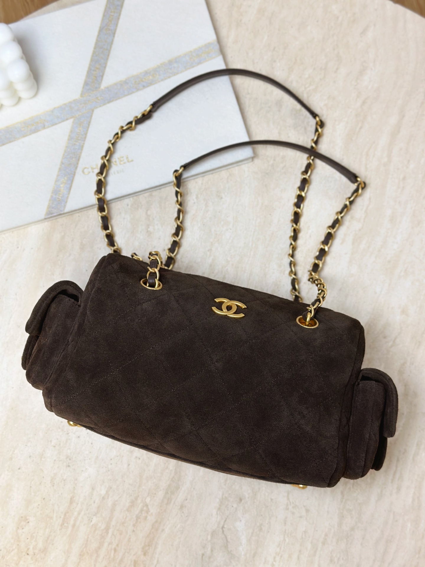 샤❤넬 25FW 볼링백 스몰 체인 투포켓 캐비어  AS5792  15.5*24*11.5cm