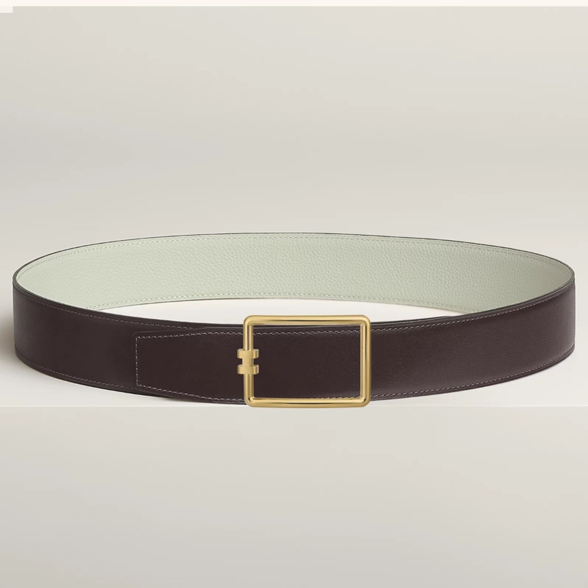 Tube H belt buckle & Reversible leather strap 38 mm