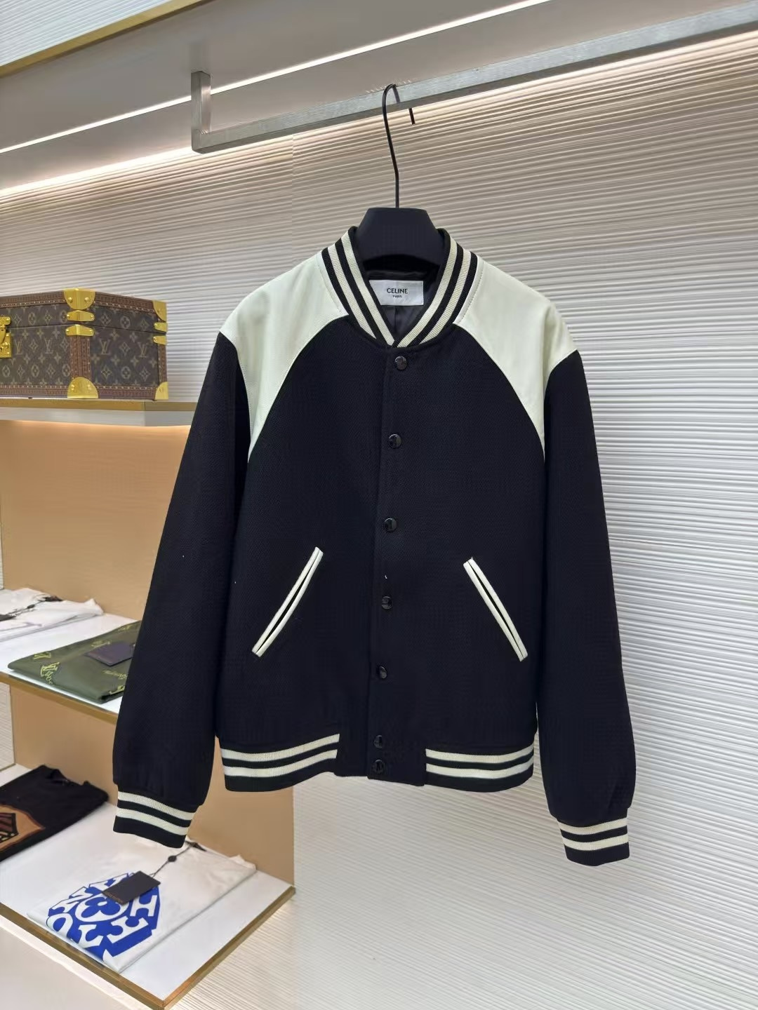 셀린느 울 텍스쳐 클래식 테디 자켓